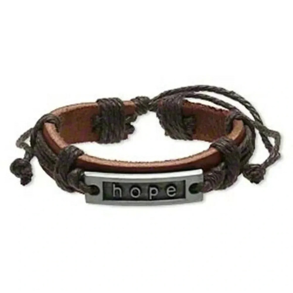 Hope Affirmation Leather and Metal Bracelet - Picture 1 of 1